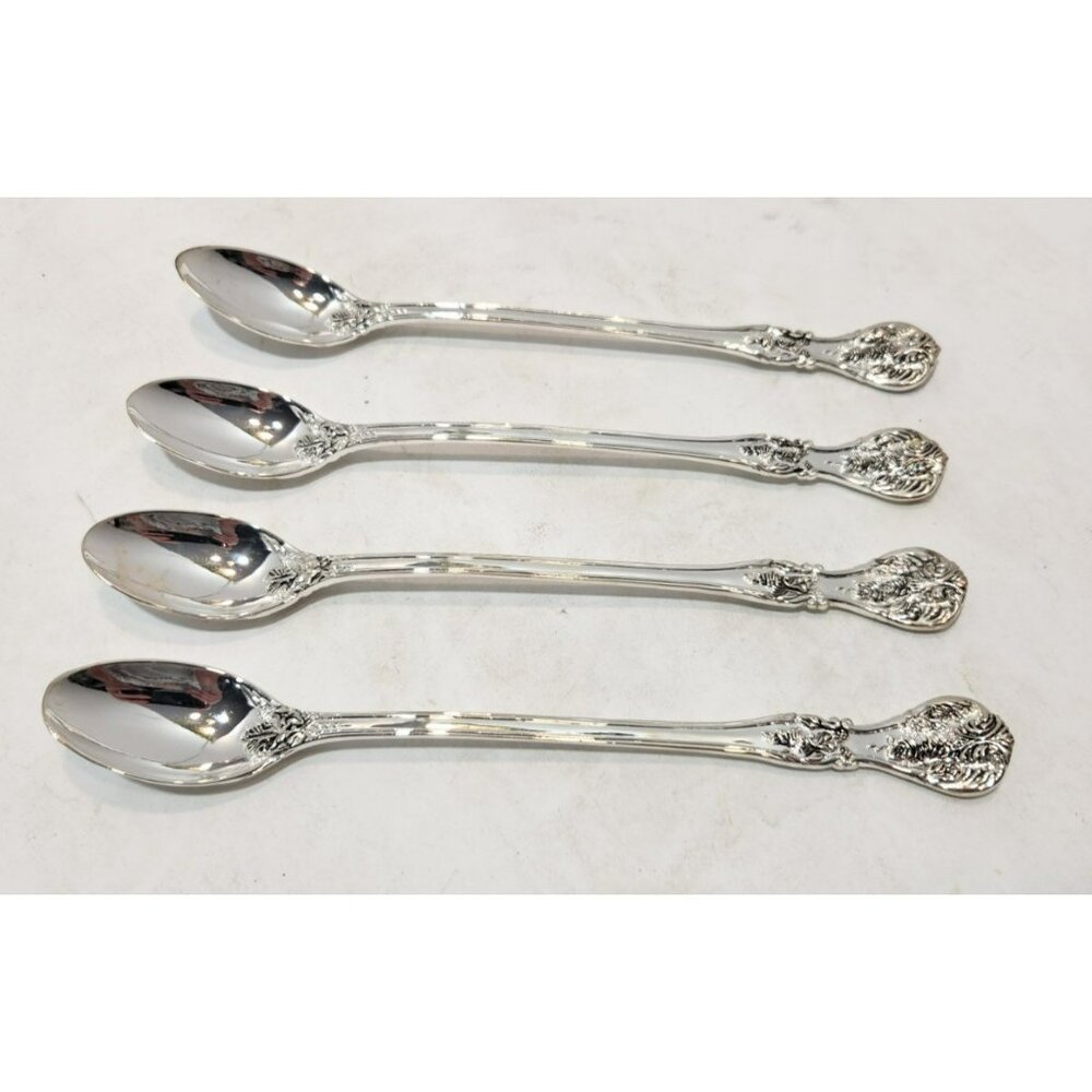 Vintage F B Rogers Silverplate French Rose Iced Tea Spoons 7 3/4"